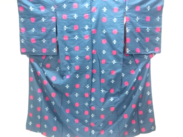 JAPANESE KIMONO / ANTIQUE KIMONO / TAISHO ROMAN STYLE / MEISEN / WOVEN ABSTRACT FLOWERS